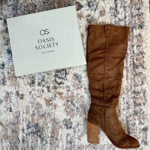 New Oasis Society Brown Knee-High Heeled Boots